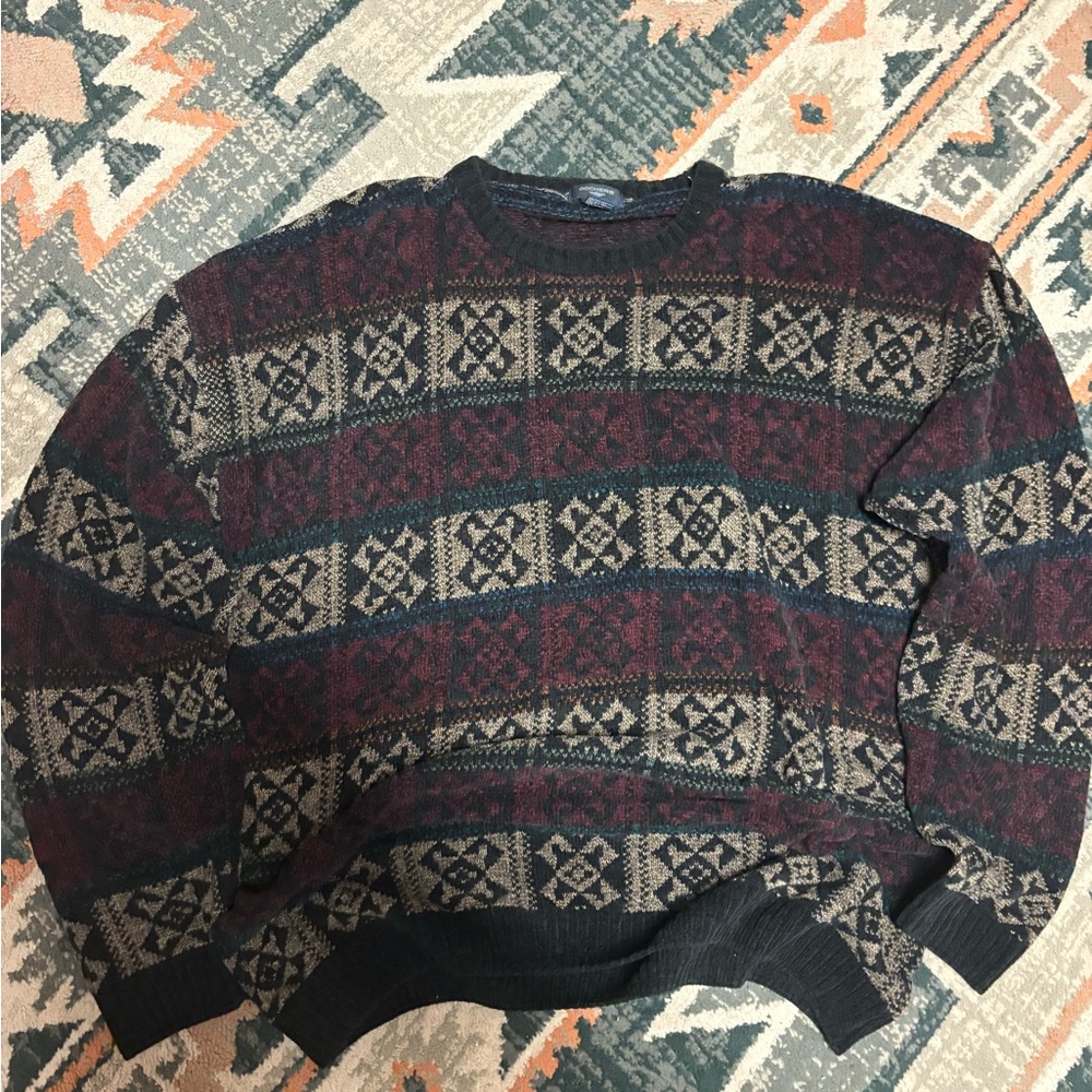 Dockers Men's Crewneck Sweater - Dark Red, Black, Tan